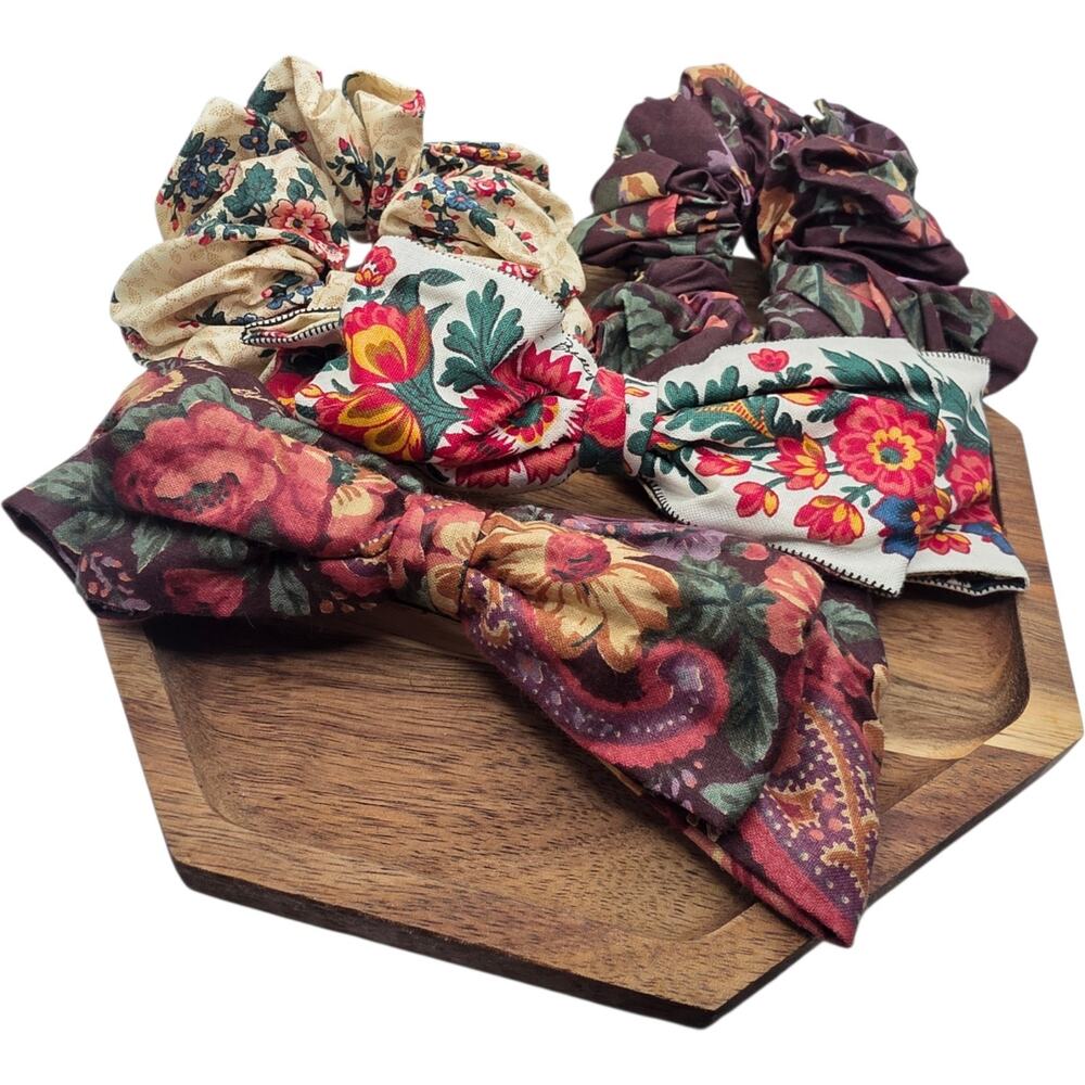 Vintage Vera Bradley Hair Accessories Lot Scrunchies Bow Barrettes Floral Retire